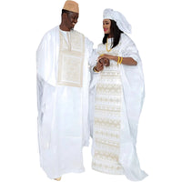 His & Hers White Bazin Set – Wedding Embroidery