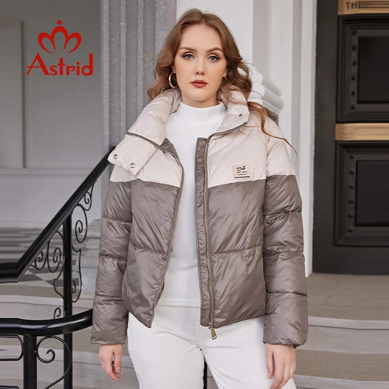 Astrid 2022 Winter Women's Coat Women Parka Fashion Warm Jacket Casual Contrast Color Stitching Loose female clothing Design