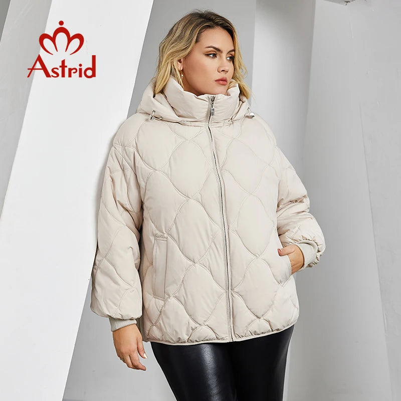 Astrid Women's Jacket Winter 2023 Plus Size Bio Down Jackets Hooded Quilted Cotton Coat Women Parka Female Clothing Split Hem