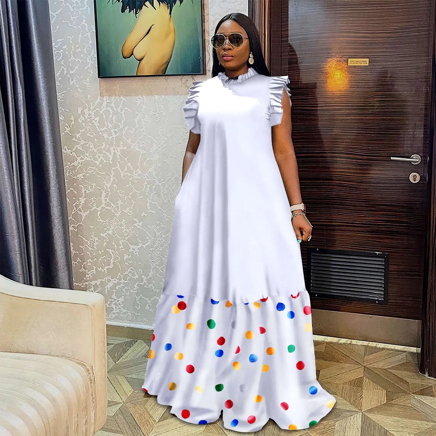 African Dress For Women Camouflage Print Patchwork Robes Africa Clothing