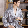 Men Silk long-sleeved Bathrobe Big Size 5XL kimono Home Bath Gown