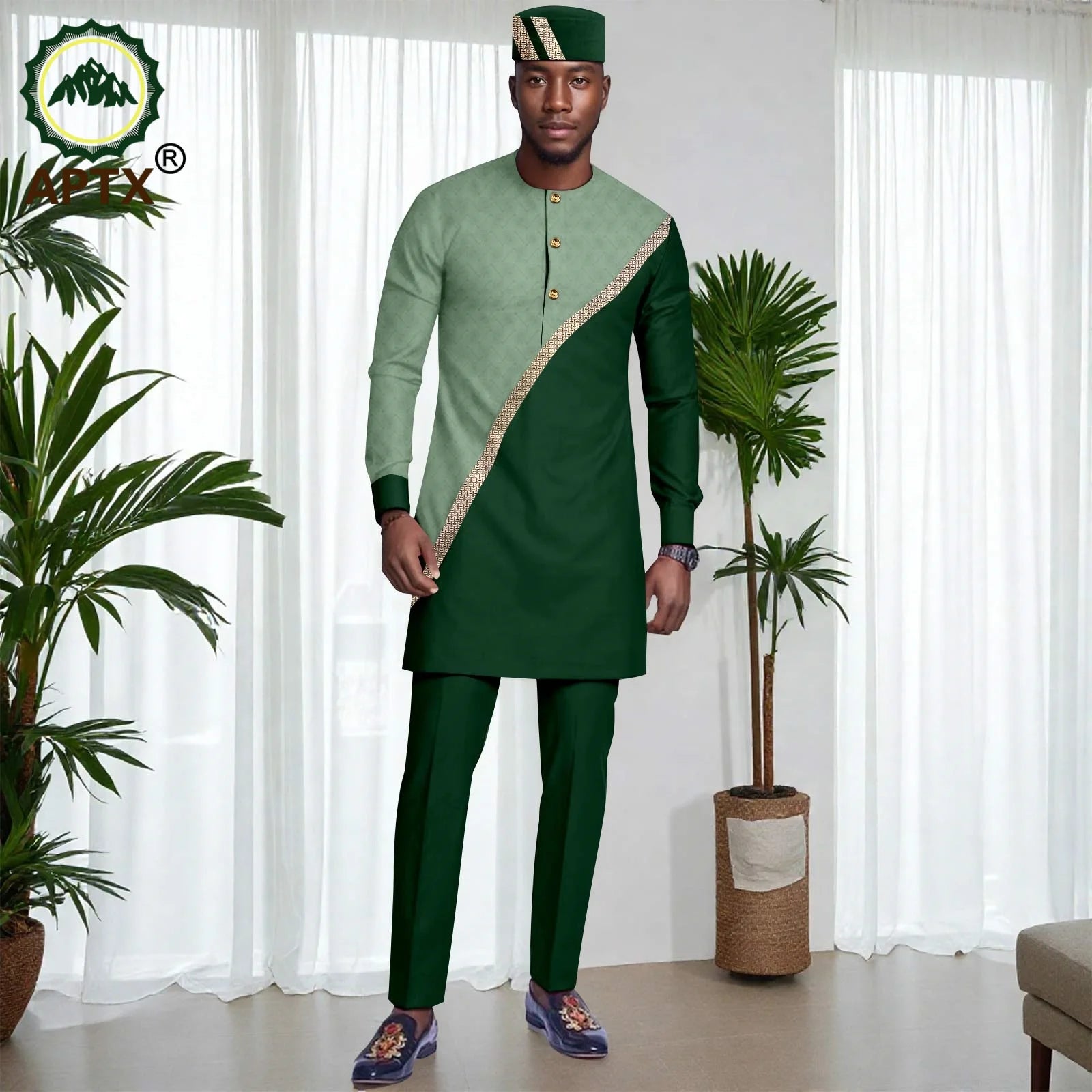 Muslim Mens Robe African Clothing For man 2-piece Sets Suit