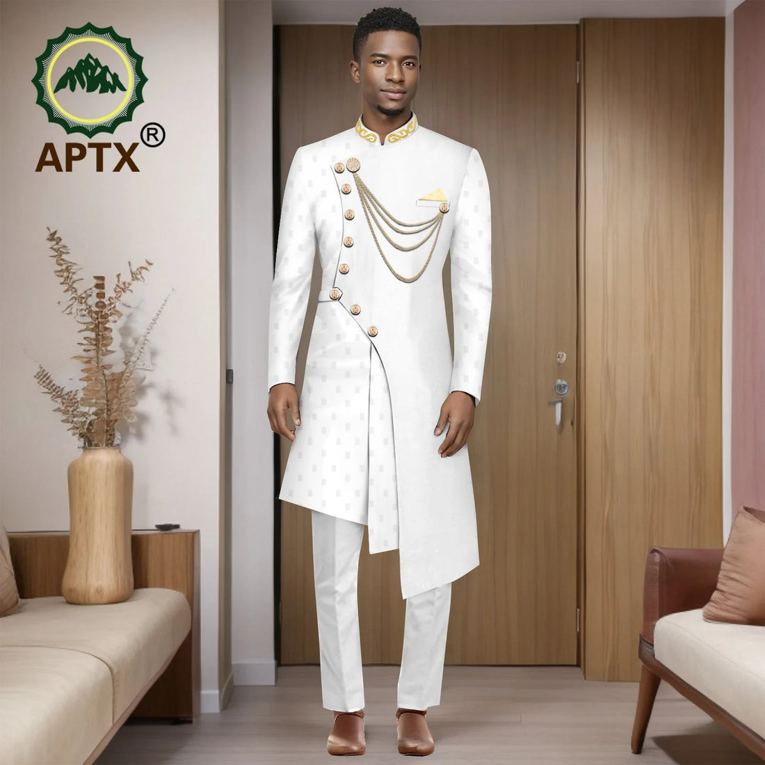 African Suits for Men 2025 Fashion New Two-piece (top + Pants) Men's Set