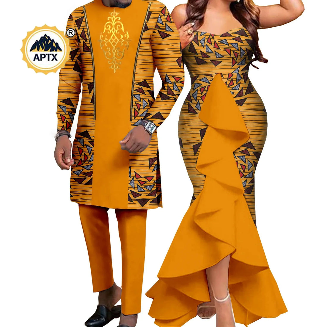 Dashiki African Women Mermaid Dresses Matching Men Outfits
