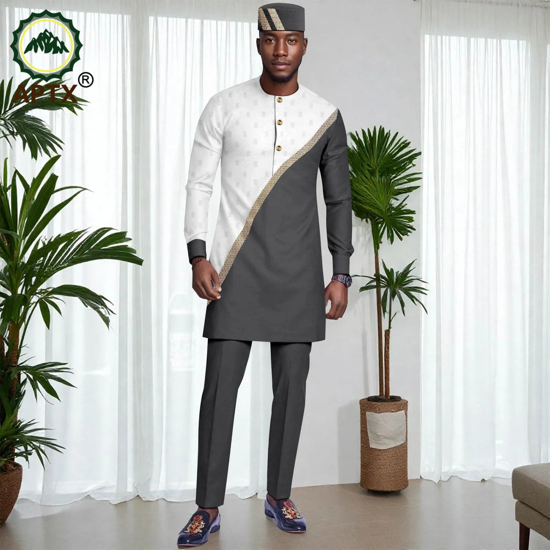 Muslim Mens Robe African Clothing For man 2-piece Sets Suit