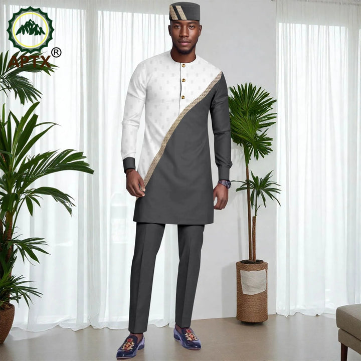 Muslim Mens Robe African Clothing For man 2-piece Sets Suit