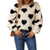 Women Sweatshirt Long Sleeve Crew Neck Furry Heart Hoodie Pullover Fall Casual Tops