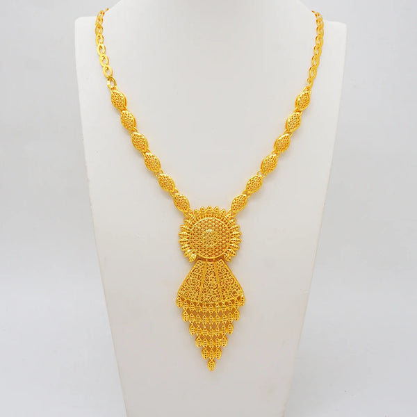African Heritage Dubai Luxury Grand Pendant Necklace Set - Detail View | ARINZE