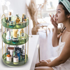 360-Rotating Makeup Organizer — Clear Countertop Storage - ARINZE
