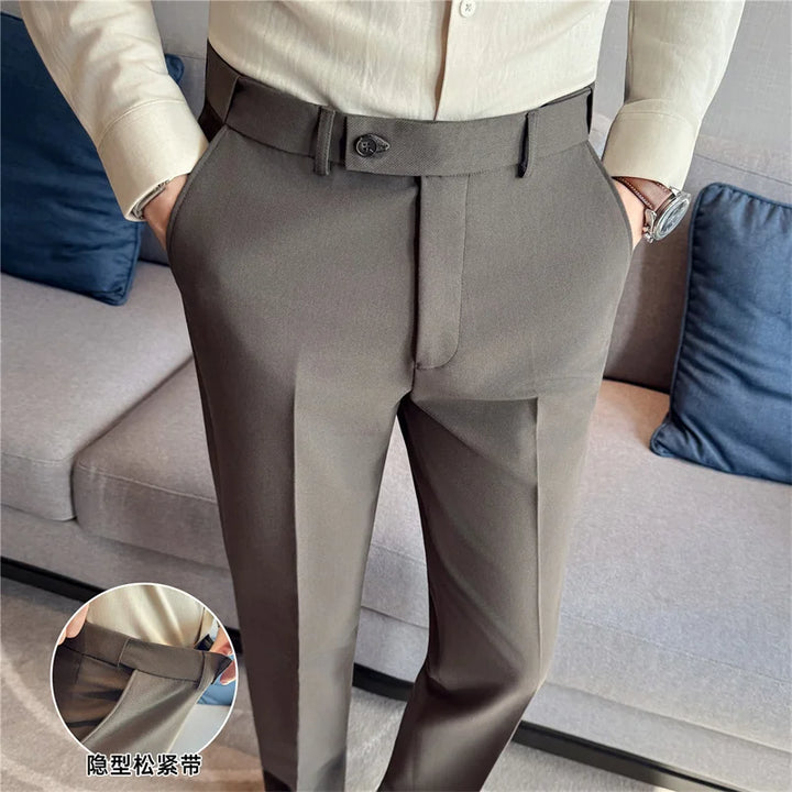 New Men's Pure Color Formal Business and Social Suit Pants