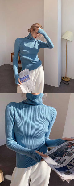 Turtleneck Knit Sweater — Women's Winter Pullover - View 6 | ARINZE