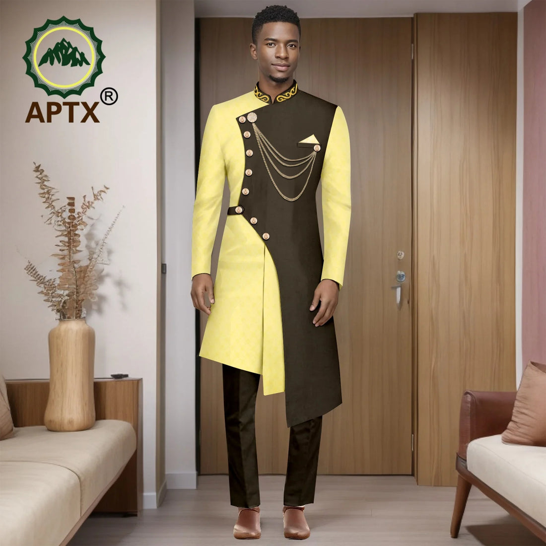 African Suits for Men 2025 Fashion New Two-piece (top + Pants) Men's Set