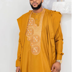 Men's Bazin Kaftan Set – Shoulder Embroidery