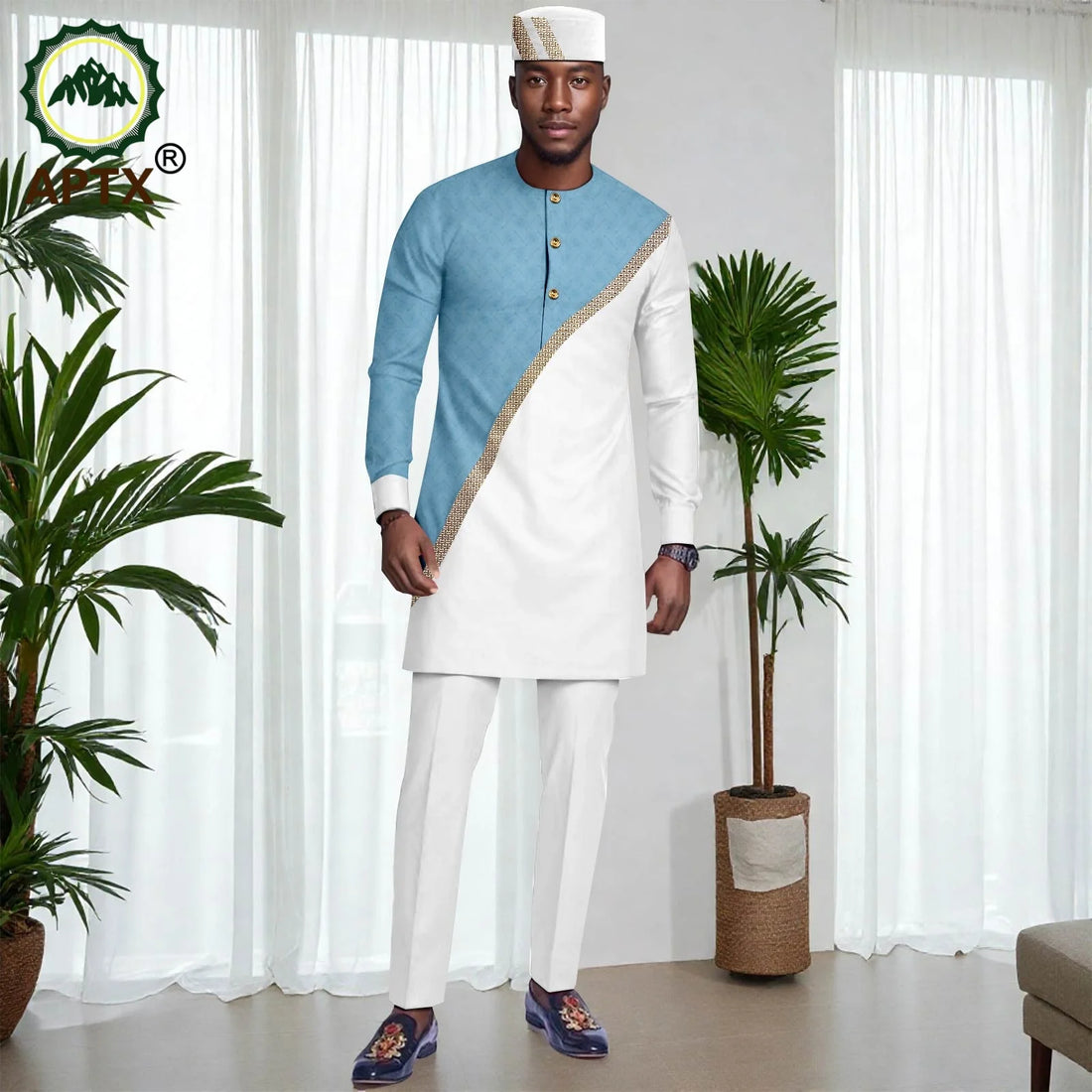 Muslim Mens Robe African Clothing For man 2-piece Sets Suit