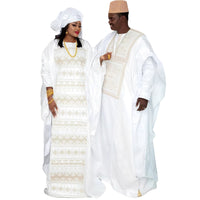 His & Hers White Bazin Set – Wedding Embroidery