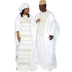 His & Hers White Bazin Set – Wedding Embroidery