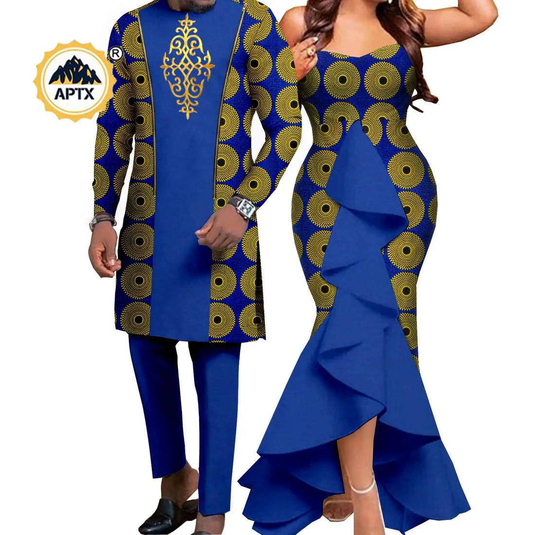 Dashiki African Women Mermaid Dresses Matching Men Outfits