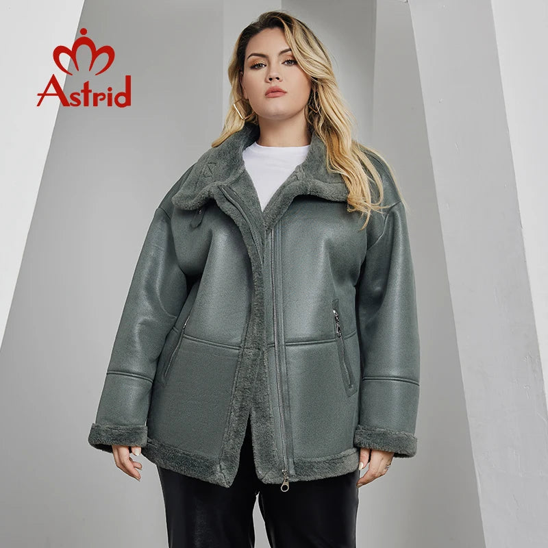 Plus Size Down Jackets Integrated Thickened Fleece Plush Fur Coat Women