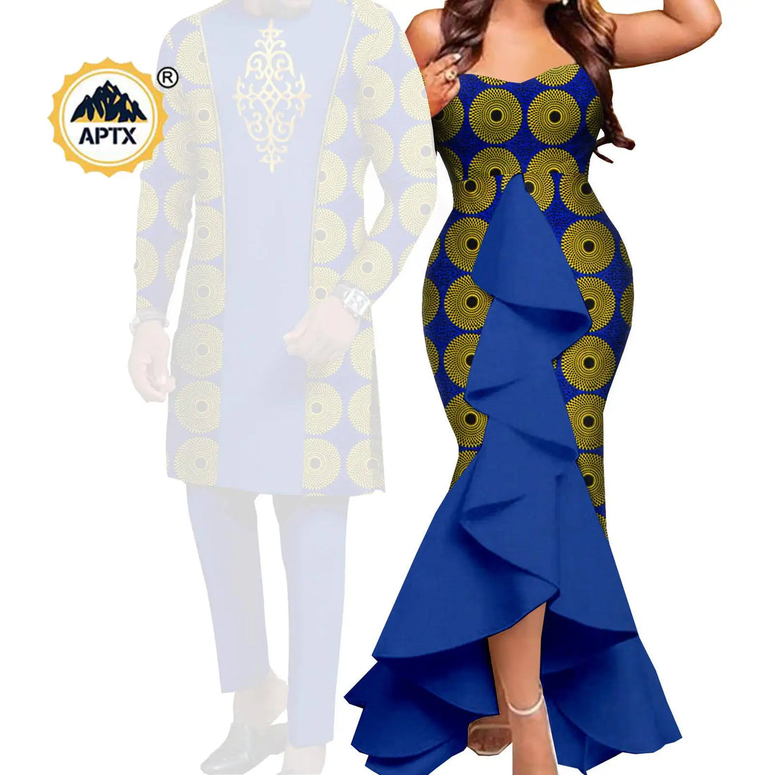 Dashiki African Women Mermaid Dresses Matching Men Outfits