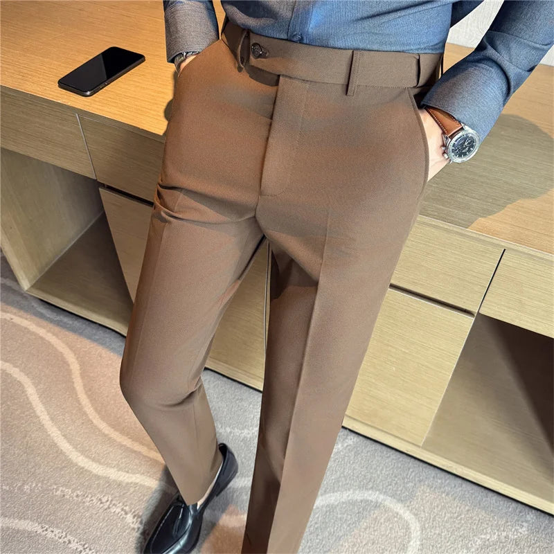 New Men's Pure Color Formal Business and Social Suit Pants