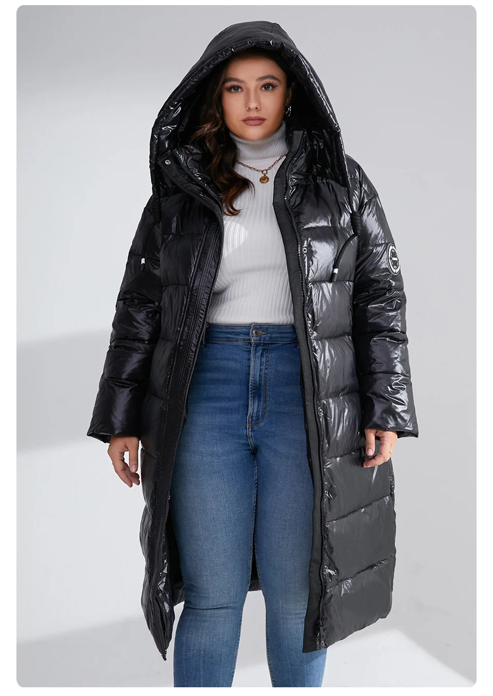 Winter Parkas Women Warm Long Classic zipper Lacing Design