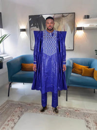 Men's Dashiki Robe Set – Embroidered 3-Piece