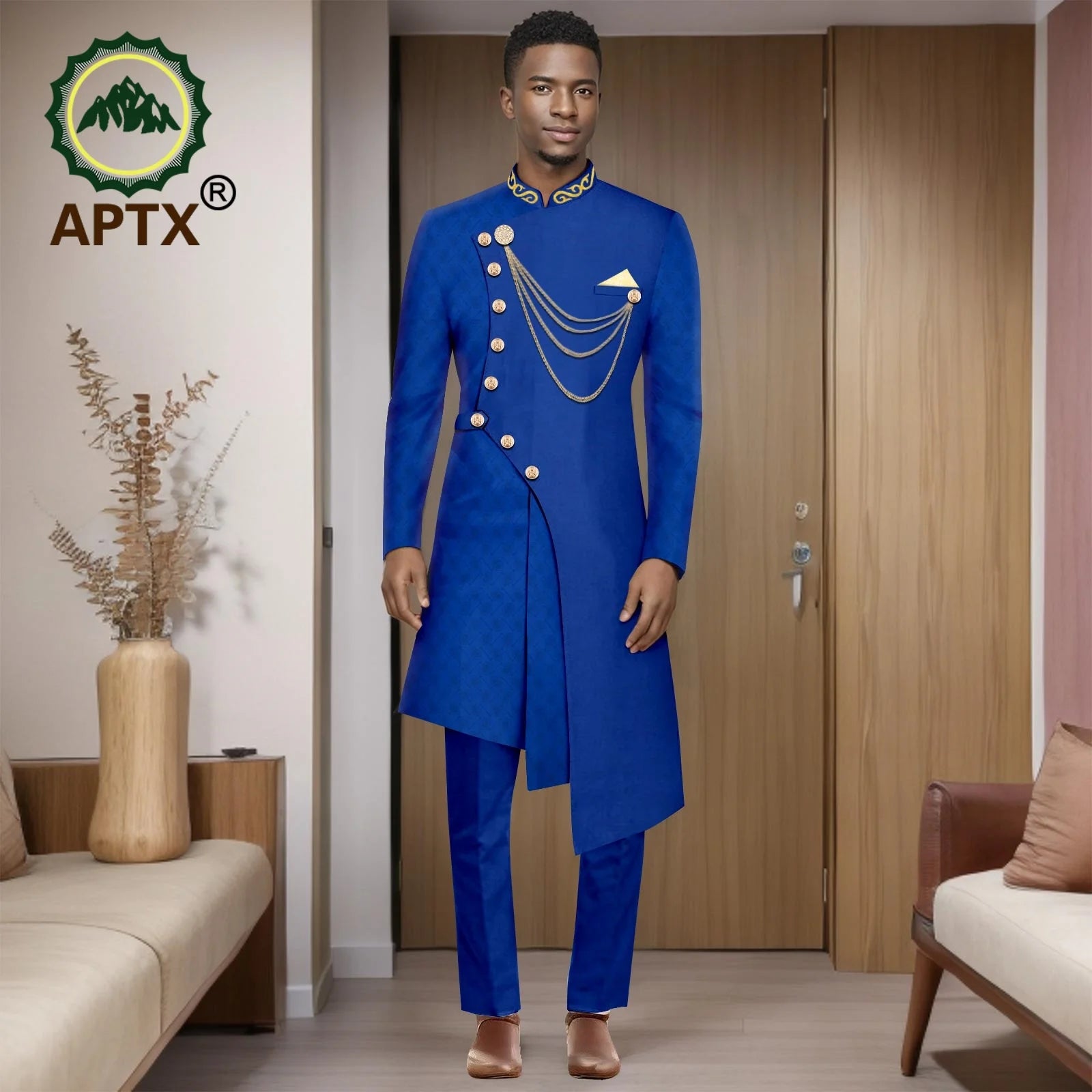 African Suits for Men 2025 Fashion New Two-piece (top + Pants) Men's Set