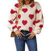 Women Sweatshirt Long Sleeve Crew Neck Furry Heart Hoodie Pullover Fall Casual Tops