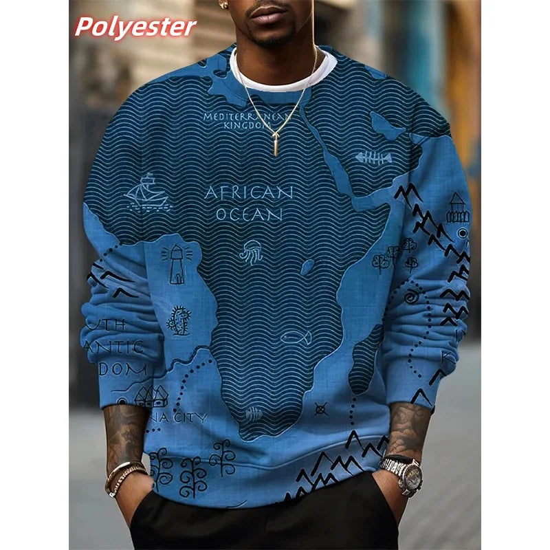 African Ocean Pattern Hoodie For Men Africa Map 3D Printed