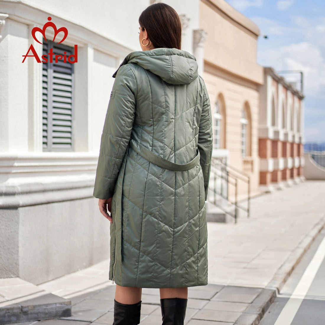Astrid Women's Autumn Winter Parka Plus Size Woman Clothing Long Padding Warm Hood Female Quilted Jacket Coats Belt Split Hem