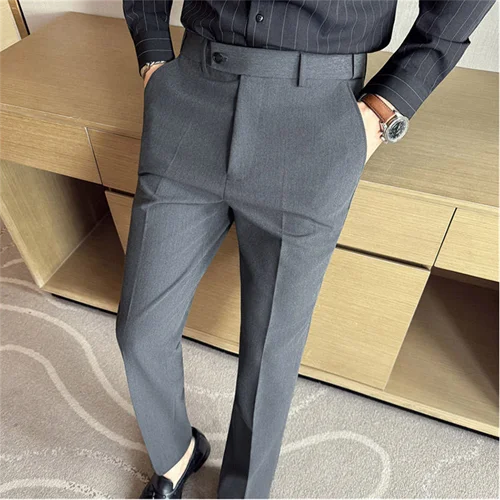 New Men's Pure Color Formal Business and Social Suit Pants