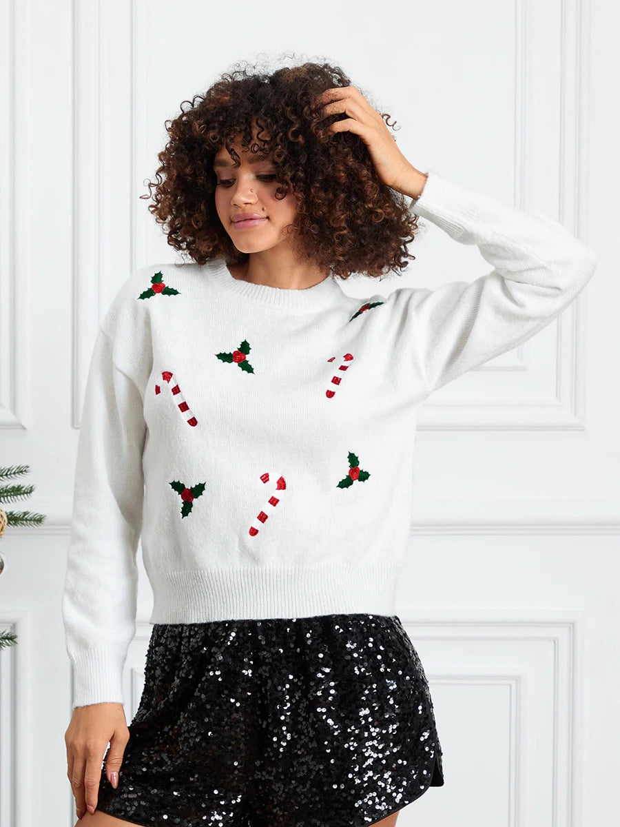 Women s Festive Reindeer Print Turtleneck Sweater Cozy Winter Knit Pullover Jumper