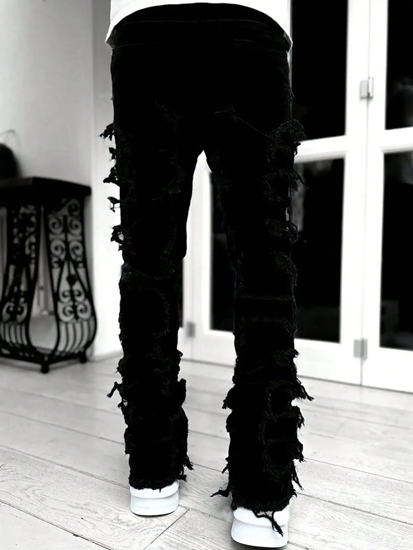 Y2K Hip-Hop Fringed Jeans - Detail View | ARINZE