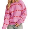 Women's Fall Winter Valentine Heart Striped Sweater