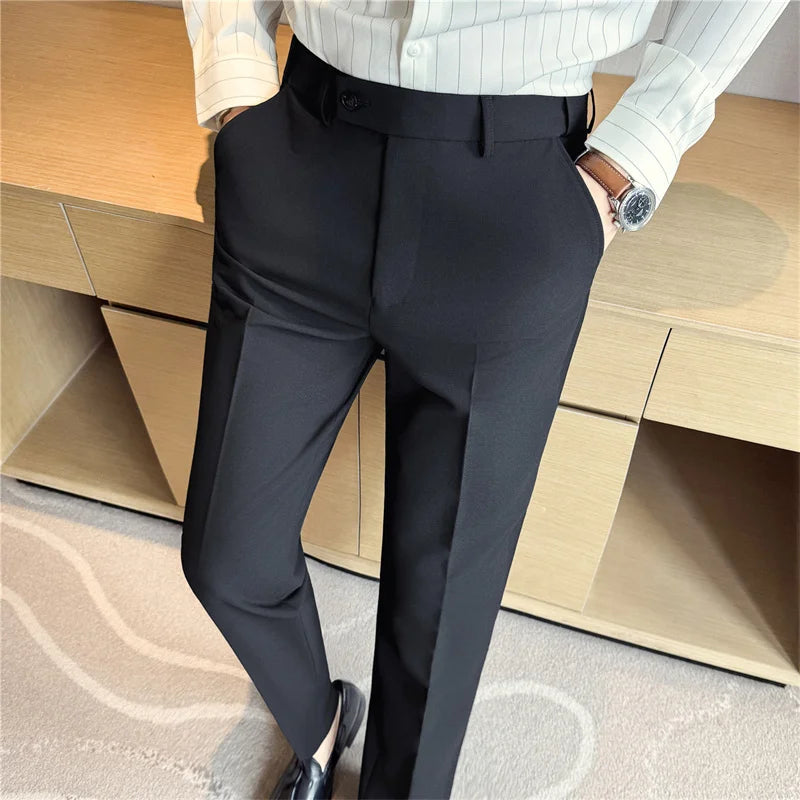 New Men's Pure Color Formal Business and Social Suit Pants