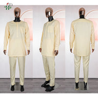 Men's Yellow Embroidered 3-Piece Set