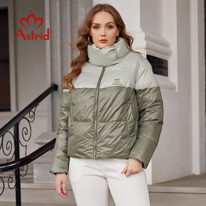Astrid 2022 Winter Women's Coat Women Parka Fashion Warm Jacket Casual Contrast Color Stitching Loose female clothing Design