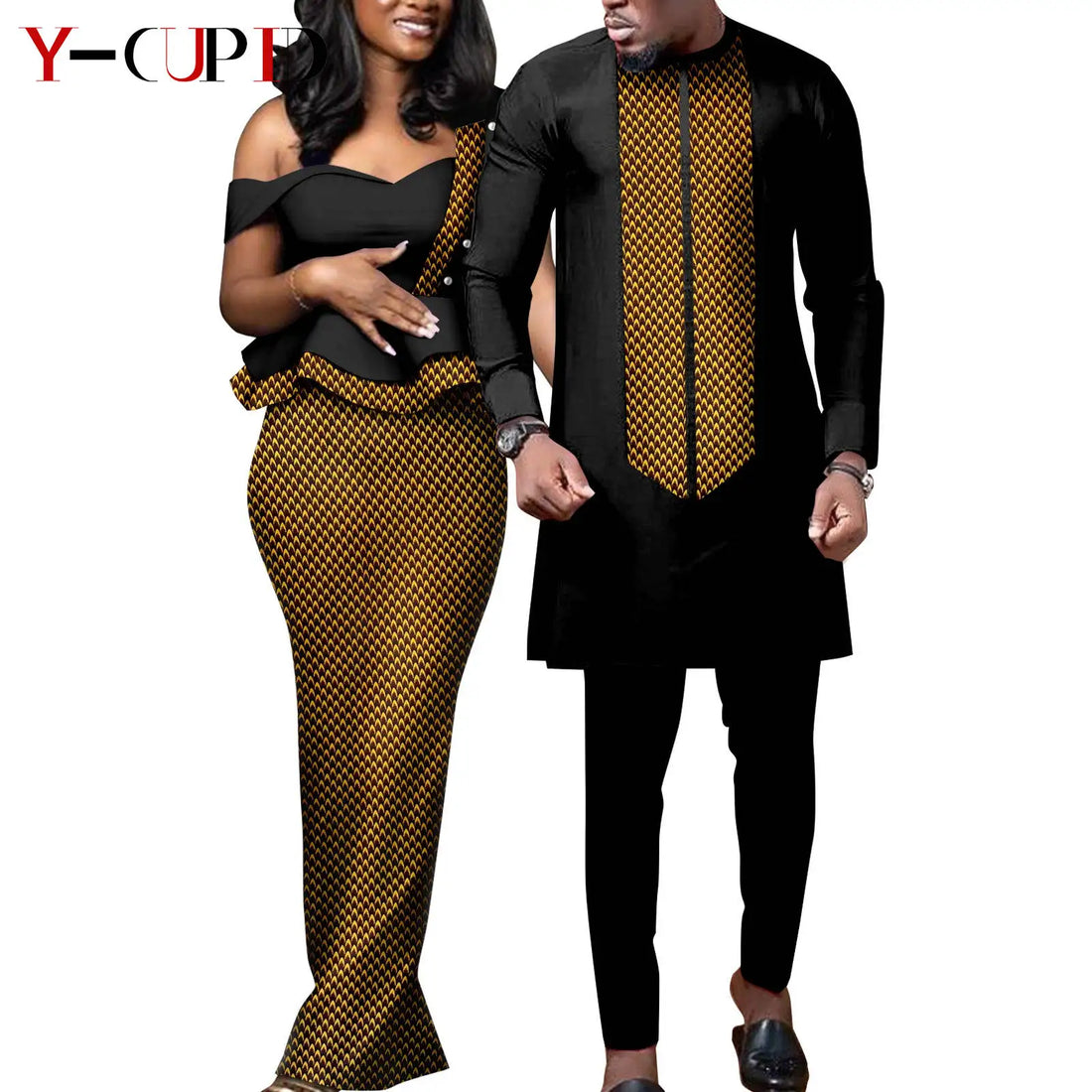 African Print Dresses Matching Couple Clothes