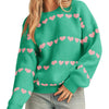 Women's Fall Winter Valentine Heart Striped Sweater