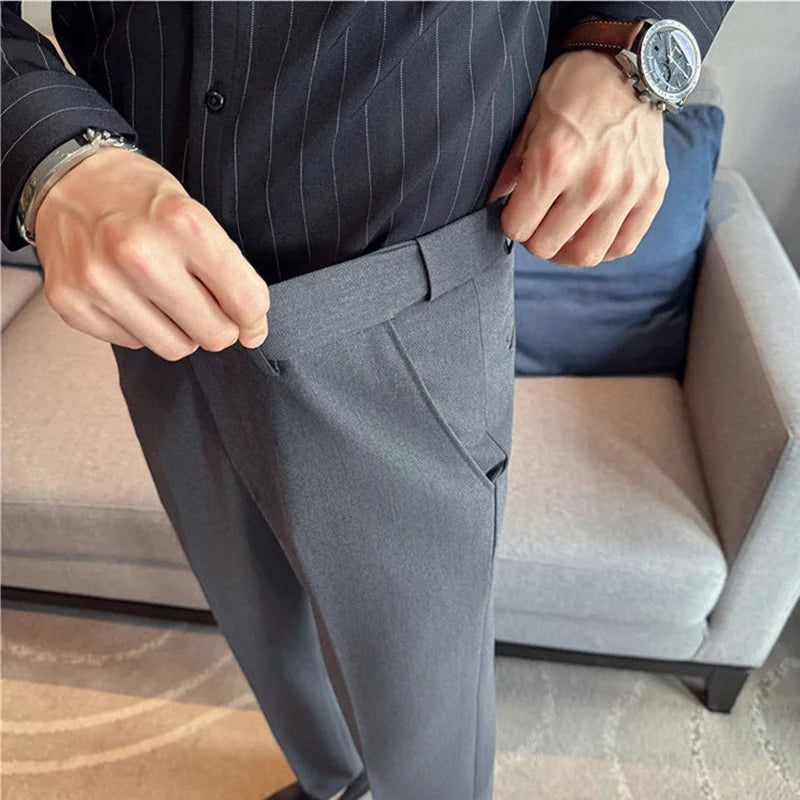 New Men's Pure Color Formal Business and Social Suit Pants