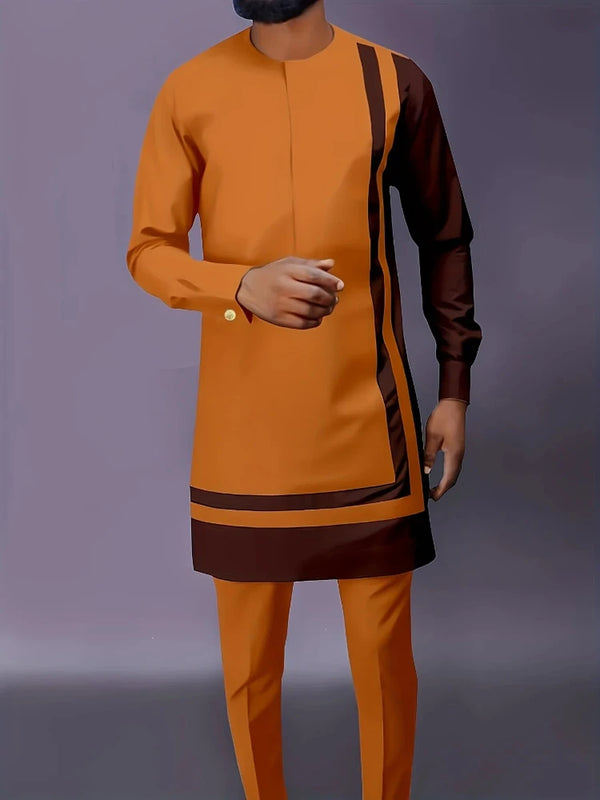 Men's Long-Sleeve Top & Trouser Set - Front View | ARINZE