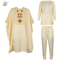 Men's Yellow Embroidered 3-Piece Set