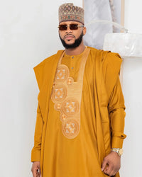 Men's Bazin Kaftan Set – Shoulder Embroidery