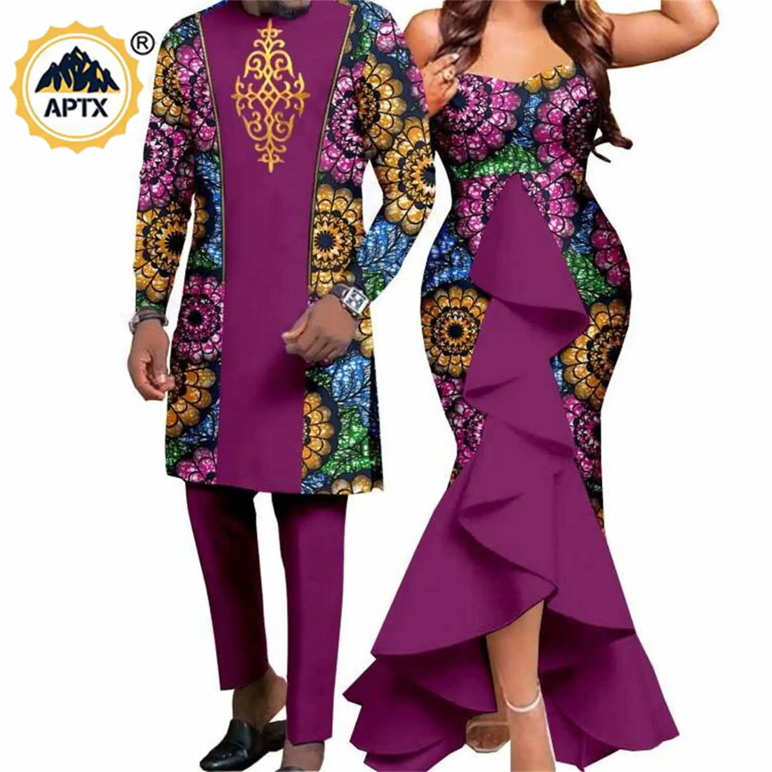 Dashiki African Women Mermaid Dresses Matching Men Outfits