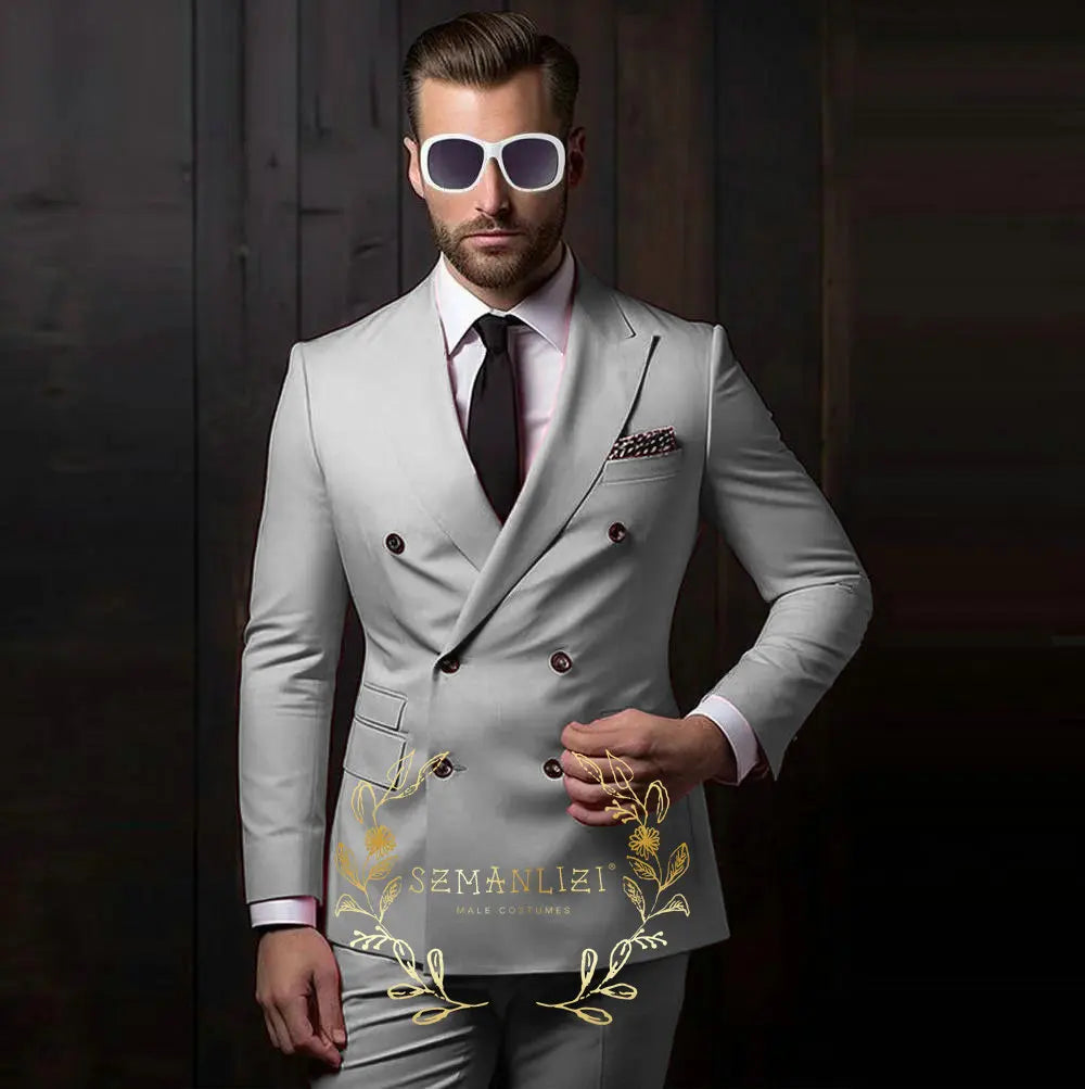 Latest Design Casual Men's Suit Beige Jacket Pants