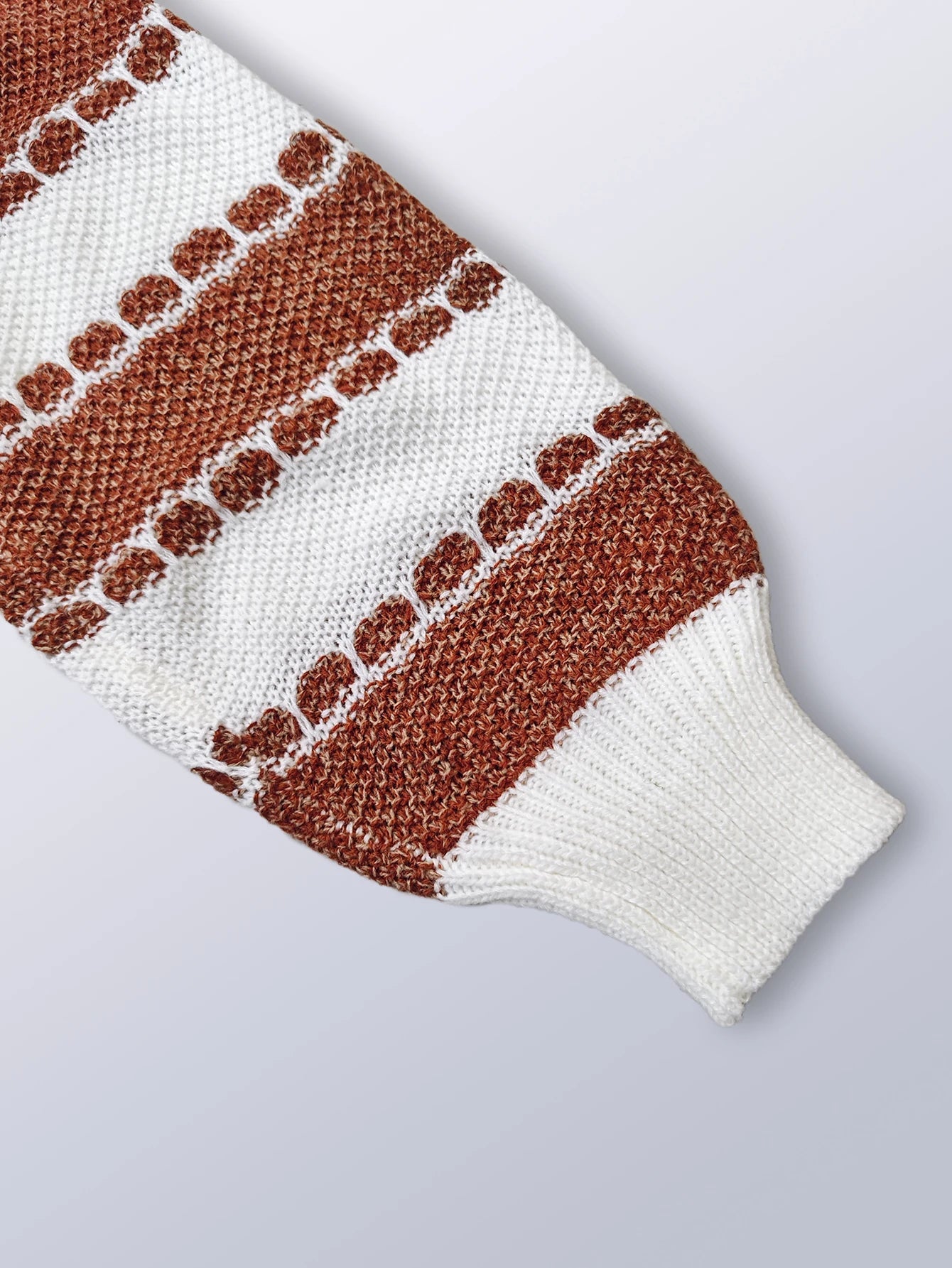 Winter Striped Sweater Colorblock Tie Waist Cropped Pullover Long Sleeve