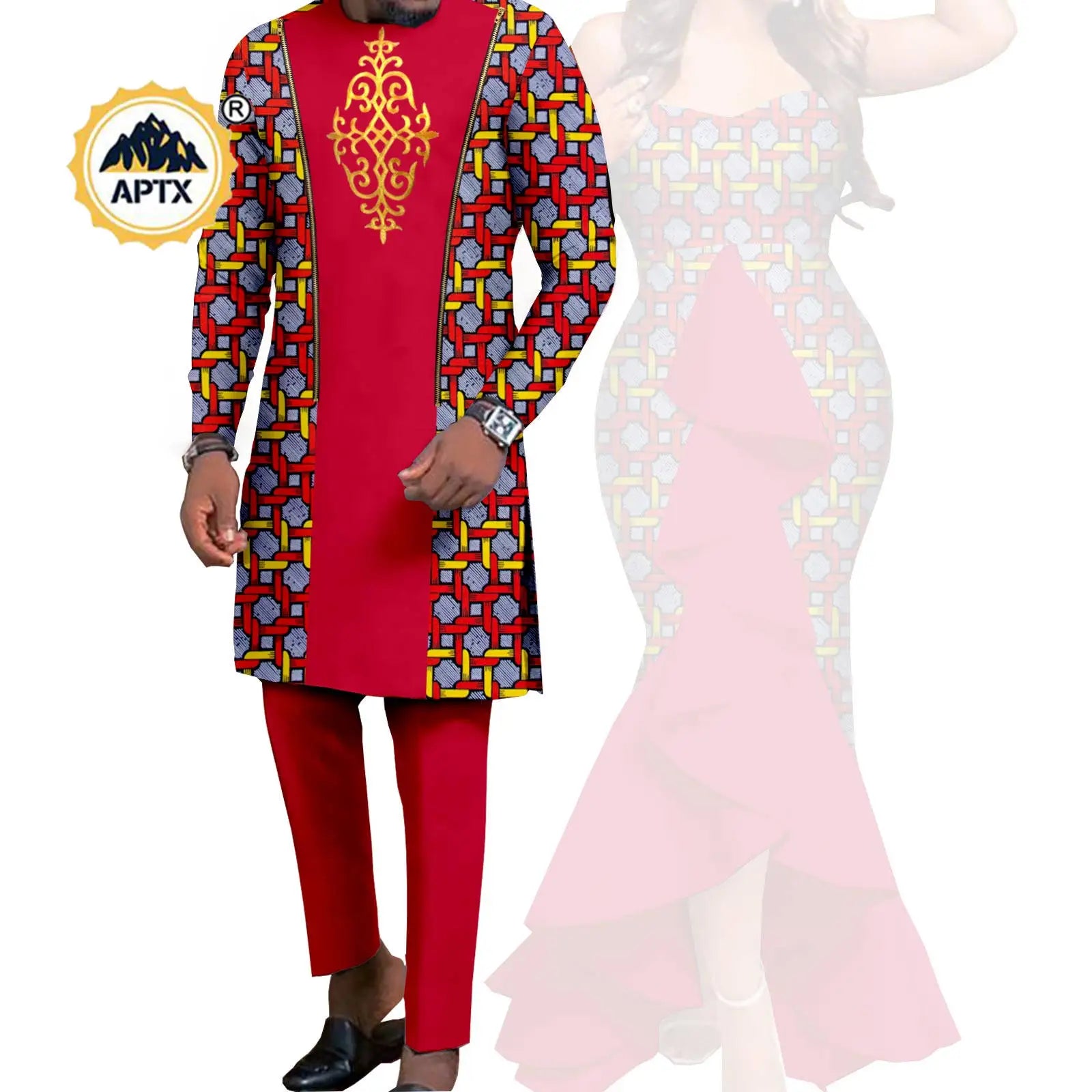 Dashiki African Women Mermaid Dresses Matching Men Outfits