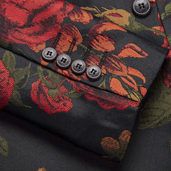 Black Jacquard 2-Piece Suit — Men's Slim Double Breasted - Detail View | ARINZE