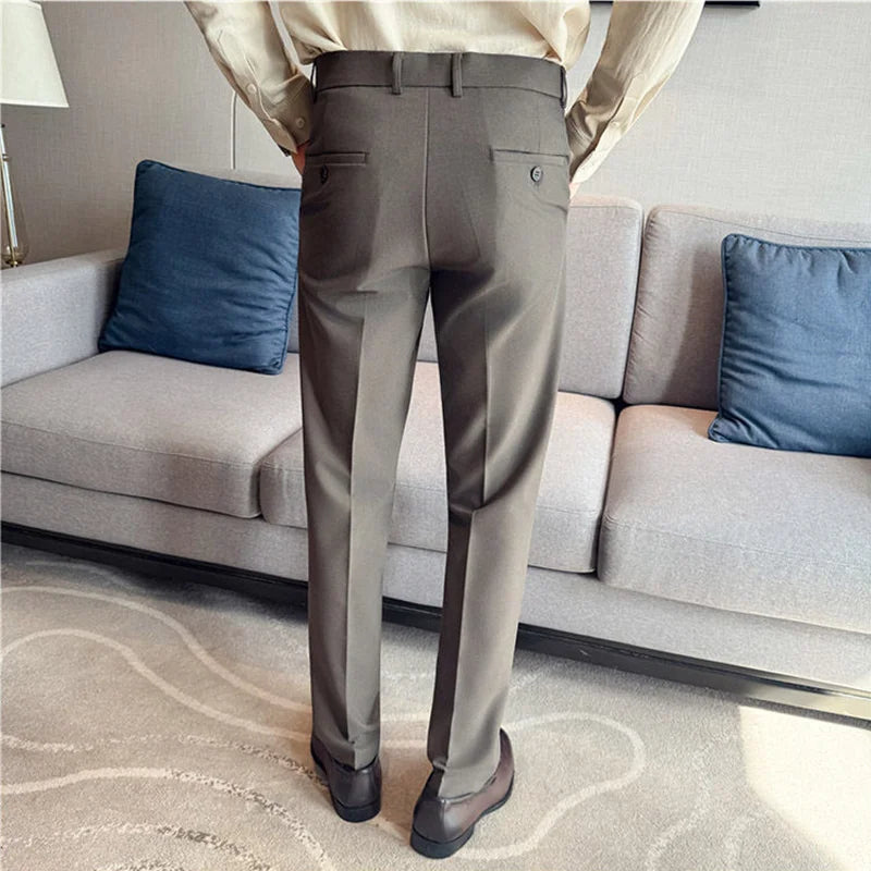 New Men's Pure Color Formal Business and Social Suit Pants