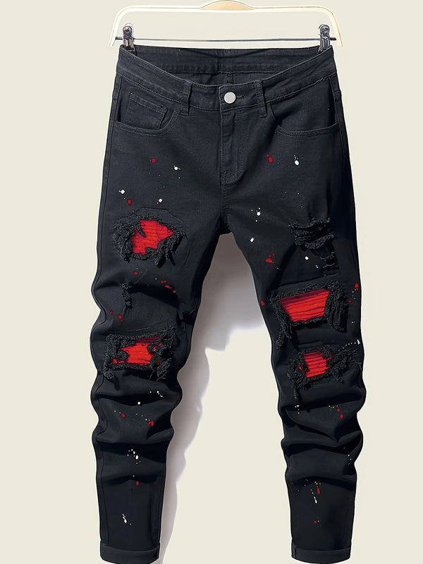 Splash-Ink Patchwork Jeans - Front View | ARINZE